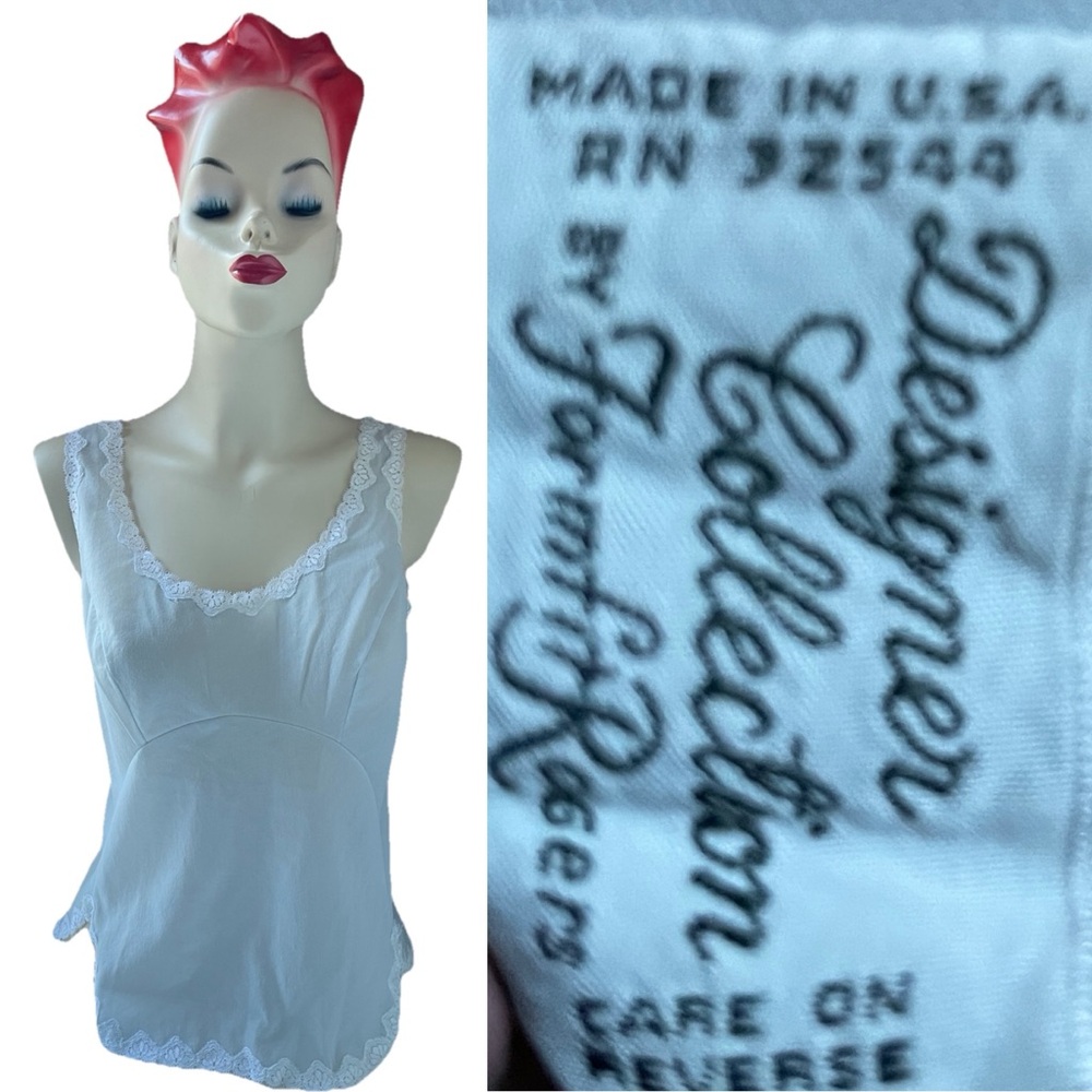 Vintage DESIGNER COLLECTION by FORMFIT ROGERS Grey Lace Trimmed CAMISOLE Size S
